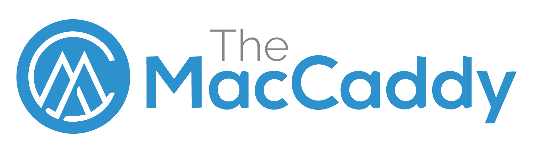 The MacCaddy logo, a blue circle with an 'M' inside, next to the text "The MacCaddy